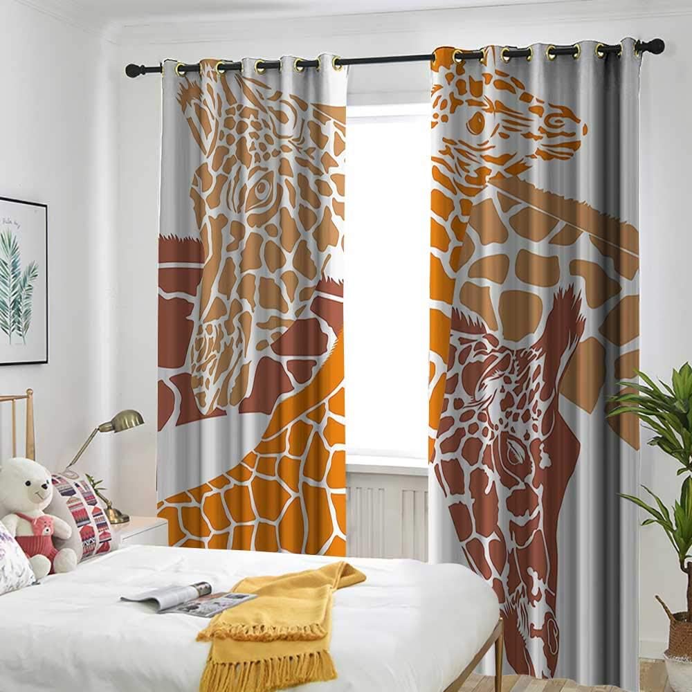 Giraffe Curtains for Bedroom Sketch of A Giraffe Family Wildlife in