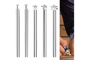 BAIQI Wood Carving Tool KitFive Different Drill Bits, DIY Carving Crafts Shape 3mm Shank Diameter,Sturdy Steel Culpture Engraving Tools (Five-Star Knife)
