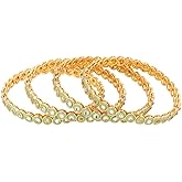 Efulgenz Indian Bangle Set for Women Stylish Bangle Set Indian Gold Faux Kundan Crystal Mint Color Bangles Bracelet Indian Bridal Jewelry for Wedding Bollywood Fashion Jewelry