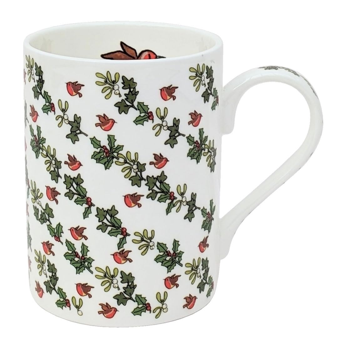Alison Gardiner Christmas Holly and Ivy Mug Fine Bone China Traditional Holiday Design - Hand Decorated England - Dishwasher Microwave Safe - 320ml Christmas Holiday Mug