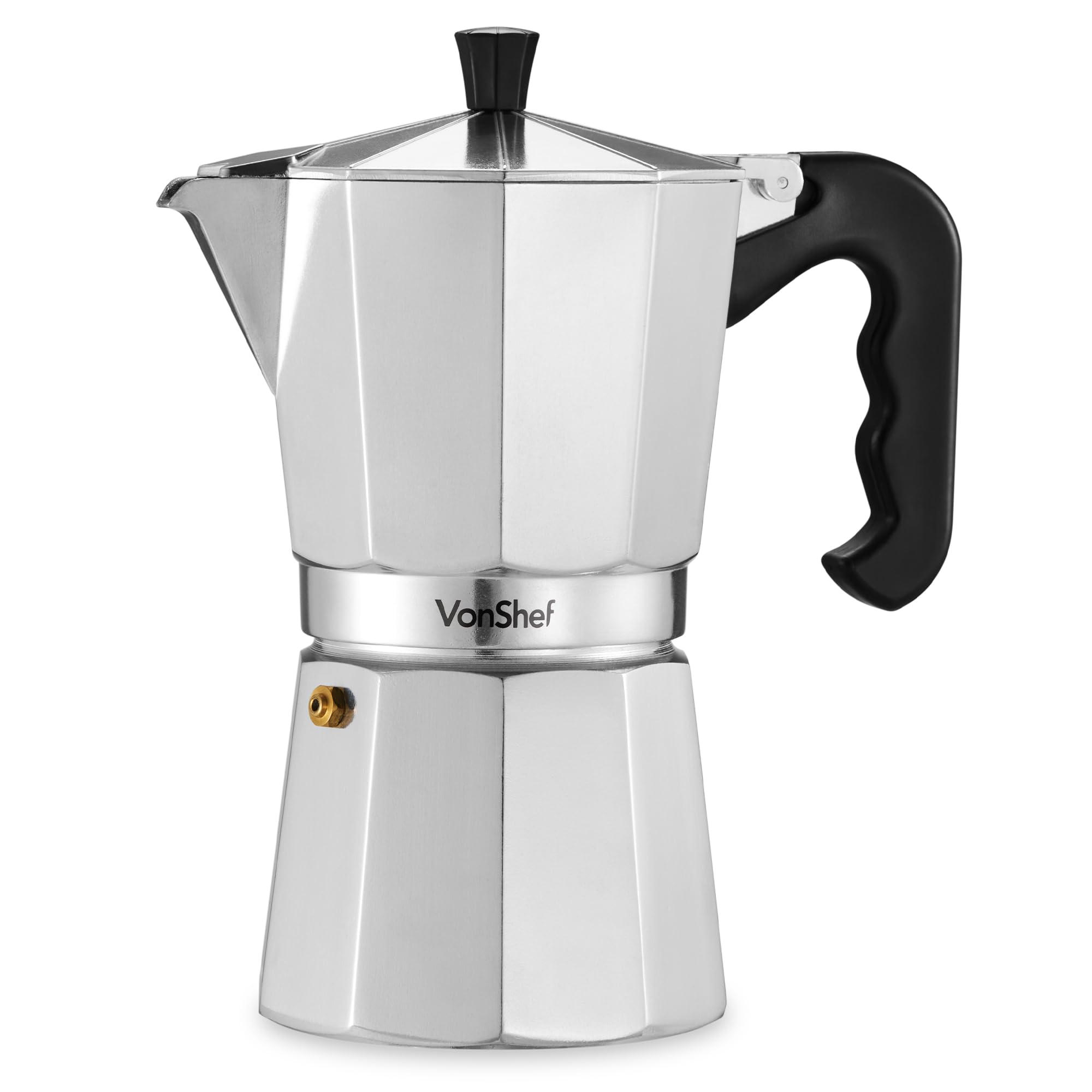 VonShef Stovetop Coffee Maker, 9 Cup Aluminium Italian Espresso Maker, 450ml Gas & Electric Stove Top Moka Pot with Replacement Gasket & Filter