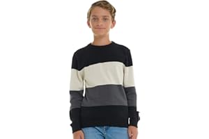 Sezzit Boys 100% Cotton Crewneck Sweater Soft Knit Pullover for Fall and Winter Long Sleeve Warm Knit - Navy - Size 5