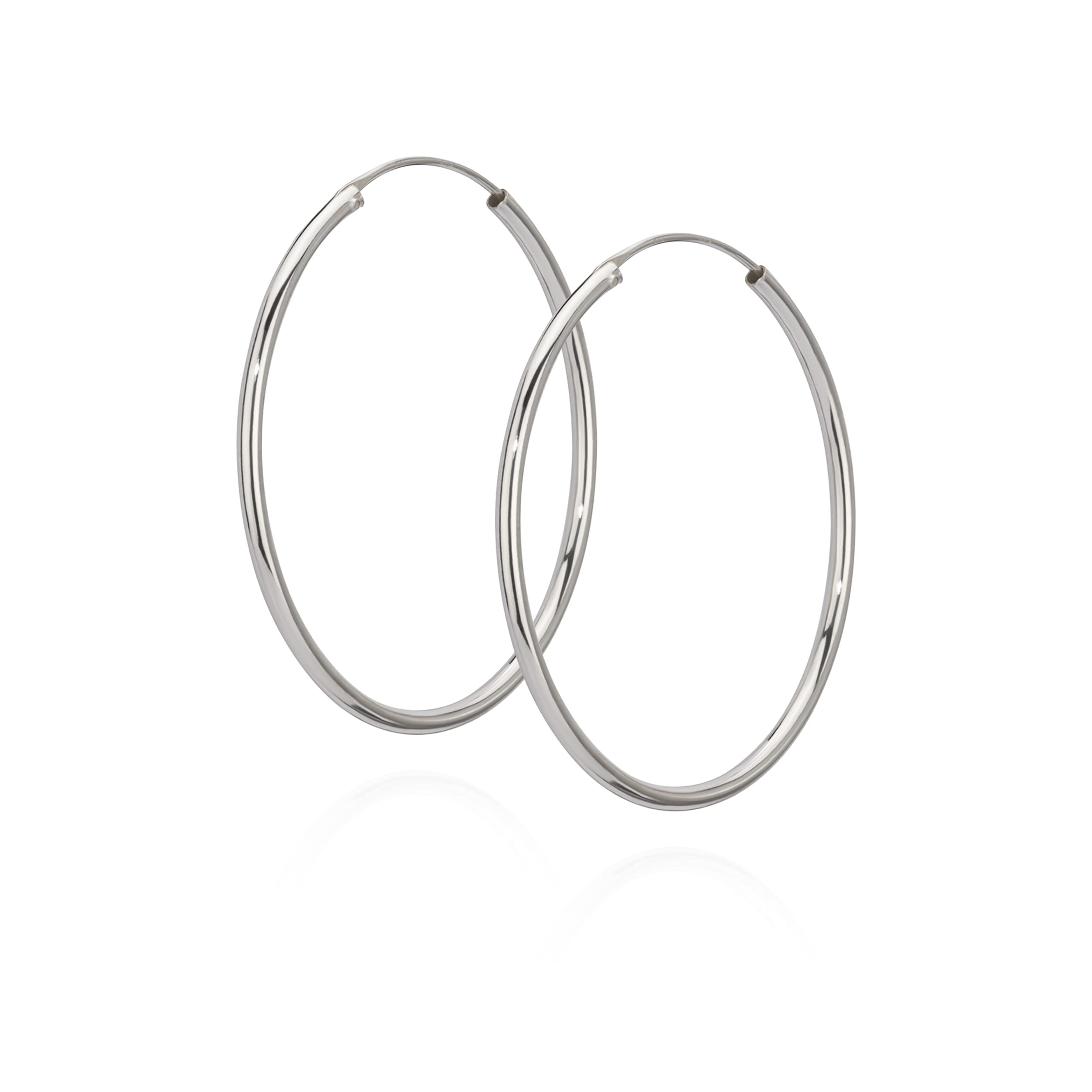 NKlaus silver pair 925 sterling silver creole earrings drop earrings 40mm 7405