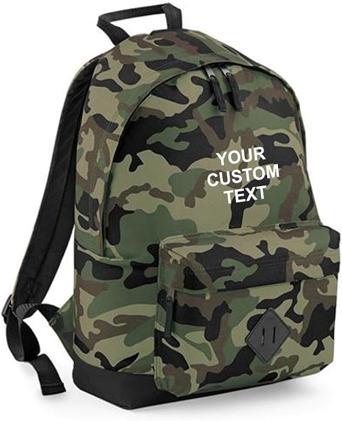 BG175 Personalised Camo Backpack BAG, CUSTOM TEXT BAG JungleCamo