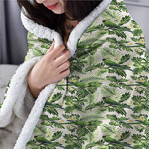 Sunnyhome Winter Quilt Green Palm Leaves Breadfruits Personalized Baby Blanket W59x31L