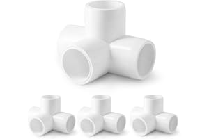 4 Way PVC Pipe Fittings 1/2 Inch, Zernmiarder White PVC Elbow Corner Side Outlet Tee Fitting, SCH40 Furniture Grade Pipe Connectors - Fits 1/2" Polyvinyl Chloride Pipes, 4 Pieces