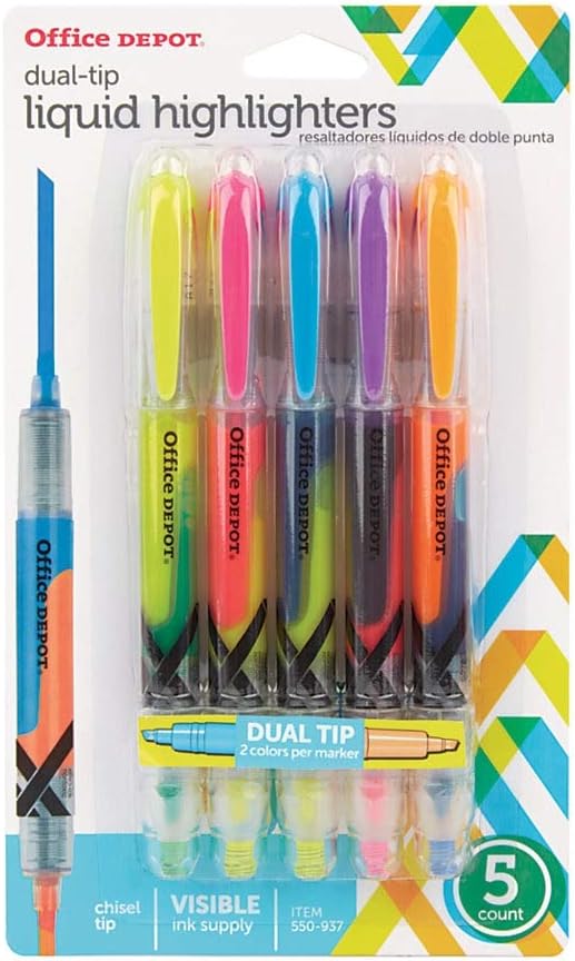 Office Depot Brand DualEnd PenStyle Highlighters, Chisel