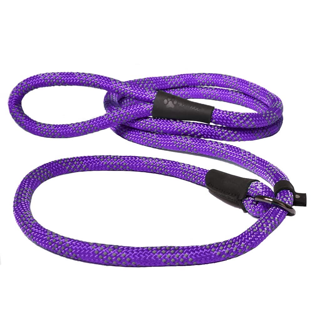Max and Neo Rope Slip Lead Reflective 5 Foot - We Donate a Leash to a Dog Rescue for Every Leash Sold (5 FT x 1/3" Small Dog, Purple)