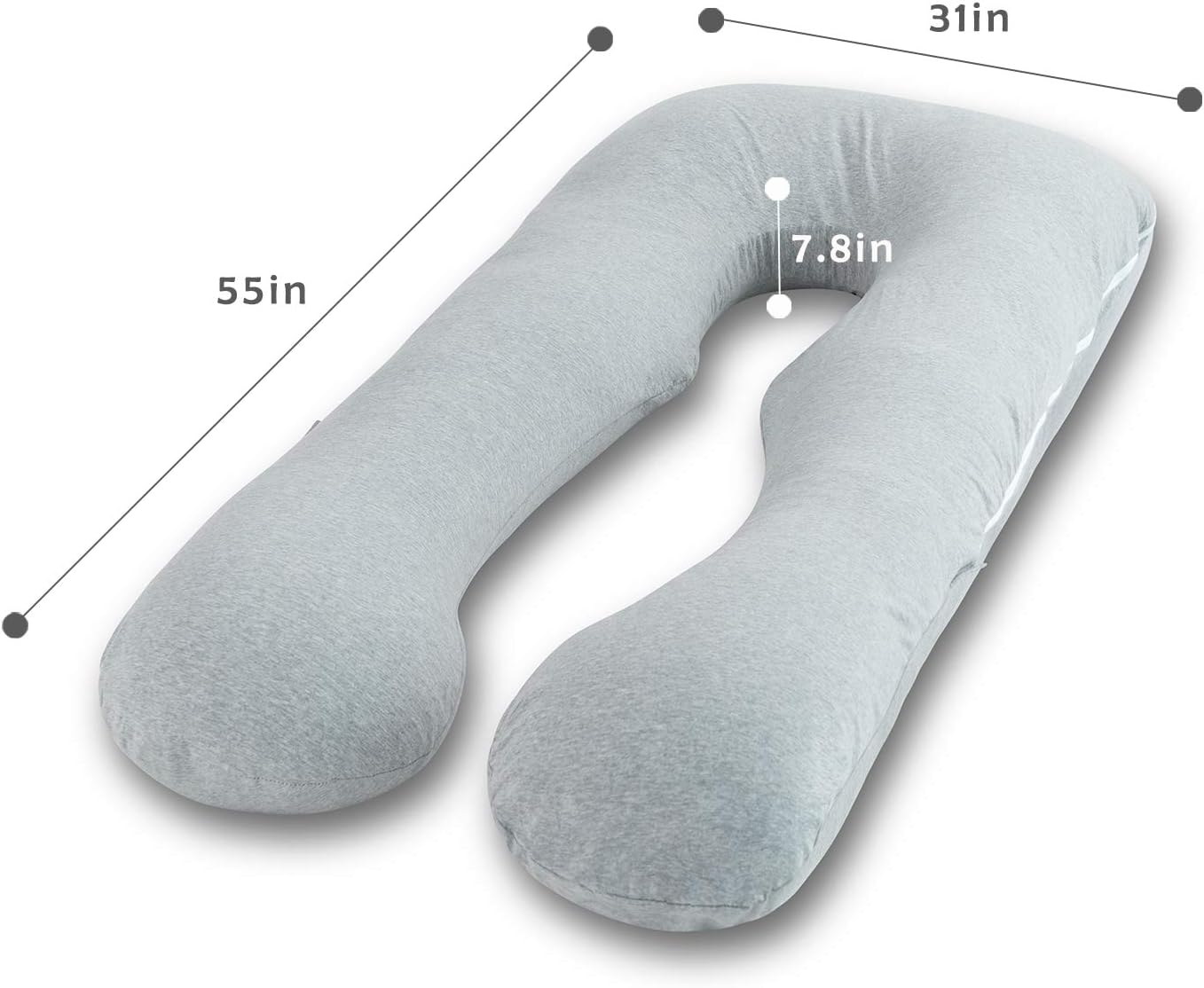AngQi Pregnancy Pillow with Jersey Cover, U Shaped Full Body Pillow for Pregnant Women and Sleeping, Gray: Home & Kitchen