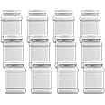 Mountain West Company 48 fl oz Square Clear Jar with Pinch Handle, 12 Count, Pantry Storage & Organization, Plastic Container with Lid