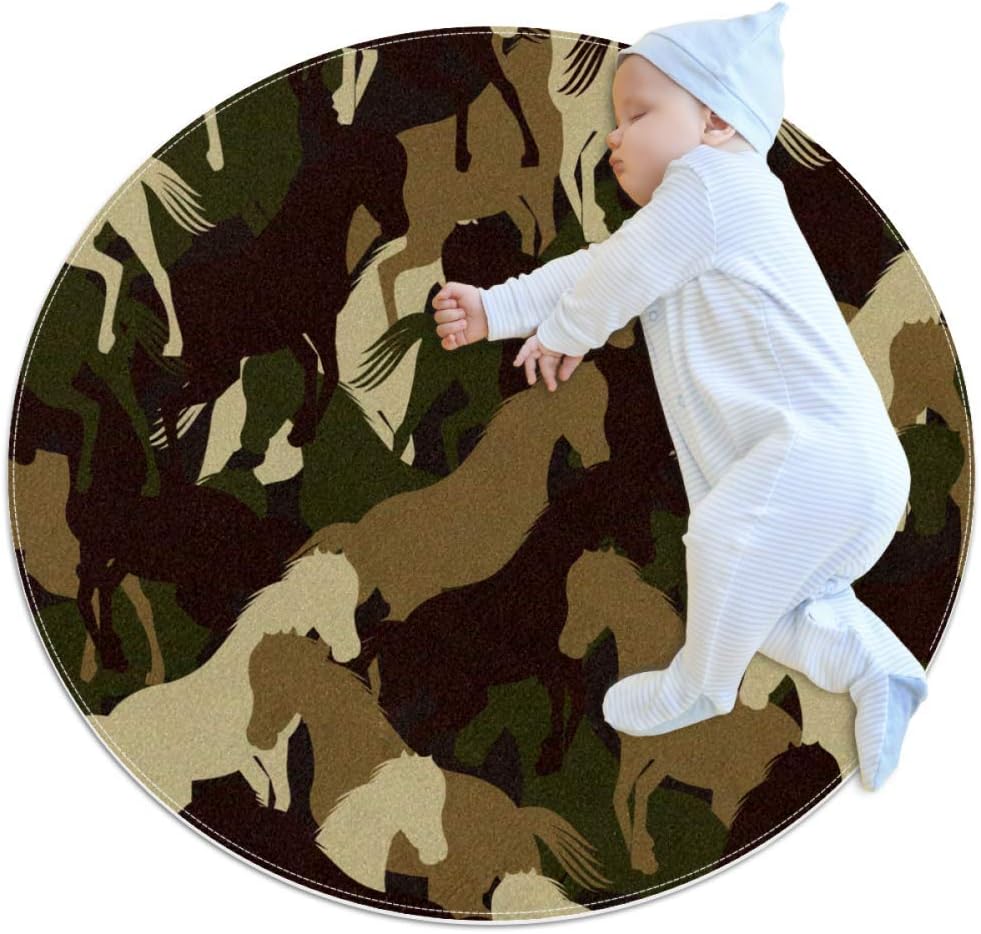 Dedef camuflaje caballo bebé gateando estera alfombras redondas dibujos