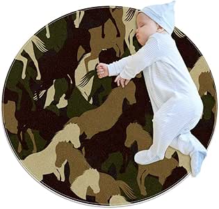 Dedef camuflaje caballo bebé gateando estera alfombras redondas dibujos