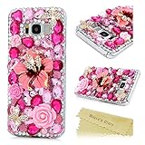 Galaxy S8 Case,Samsung Galaxy S8 Case 3D Handmade Bling Colorful Diamonds Champagne Flower Butterfly Shiny Sparkle Rhinestone Gems Crystal Clear Full Body Protection Hard PC Cover by Mavis's Diary