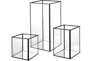 yshengood Hurricane Glass Candle Holder,Black Candle Holder 3 Pieces