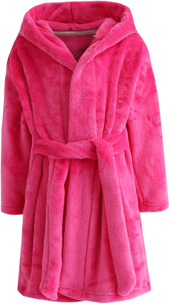 Girls Bathrobes Toddler Kids Hooded Robes Flannel Sleepwear for Kids Girls: Clothing