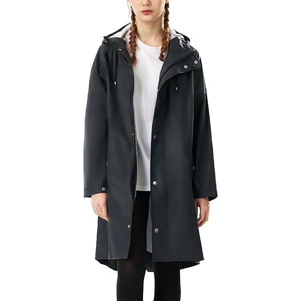 Rain Jacket Womens With Hood Raincoat Windbreaker Waterproof Long
