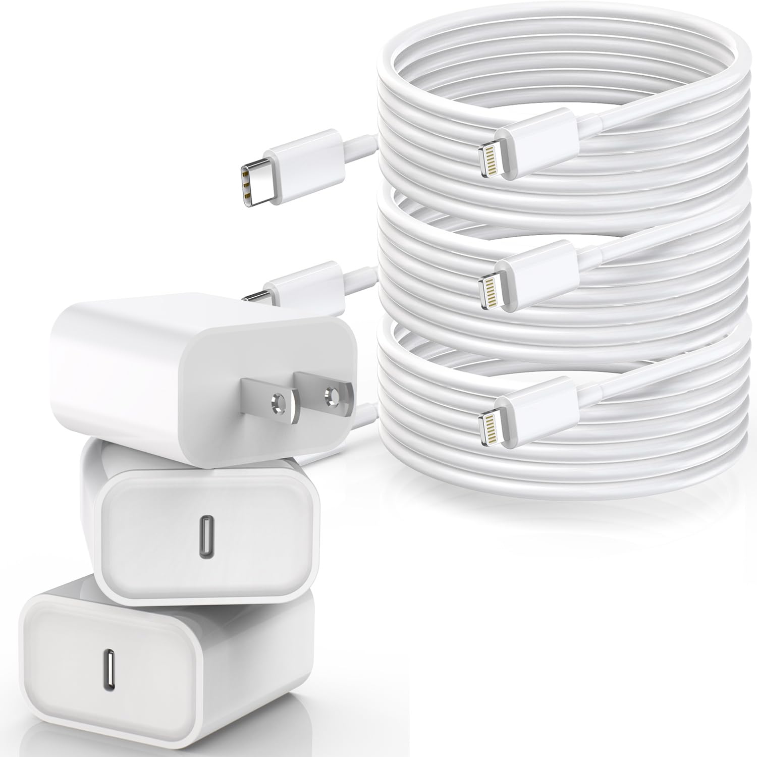 Photo 1 of [Apple MFi Certified]Long iPhone Fast Charging Cable,3Pack 20W Phone Charger USB C Charger Block Plug+6Foot Type C to Lightning Cord for iPhone 14/Pro/Pro Max/Plus/13/12/11/XS/XR/X/SE2022/iPad/AirPods
