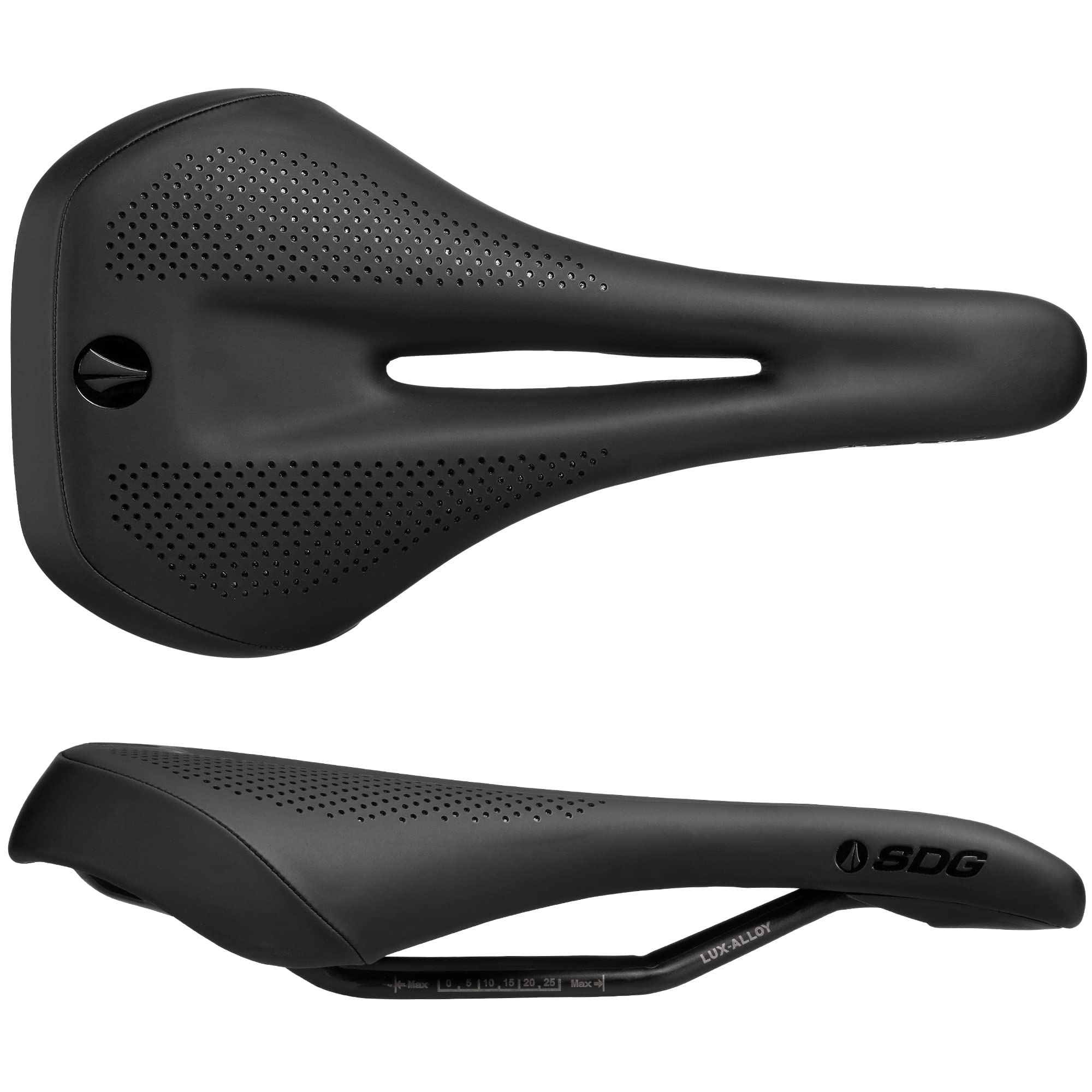SDG Allure V2 Women’s Bike Saddle – Black/Black | Comfortable Lightweight Cut-Out Women’s Cycling Seat for Road, MTB & Gravel | EVA Foam + Lux-Alloy Rails