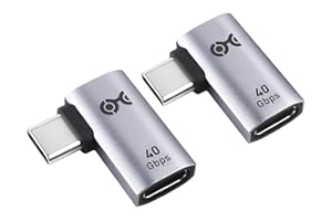 Cable Matters 2-Pack 40Gbps Flat Right Angle USB C Adapter with 240W PD (90 Degree USB C Adapter) in Black - Thunderbolt 4, U