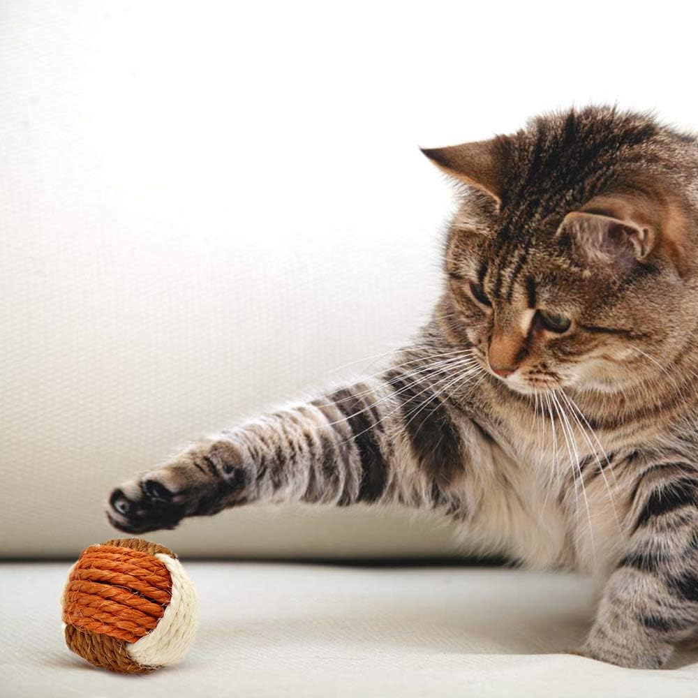 SUNTRADE 3Pcs Cat Toy Sisal Ball Pet Scratching Ball Chew Eco-Friendly Toy Pets Interactive Toy Bite and Wear Resistant(Random Color) : Pet Supplies
