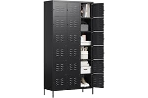 Letaya Metal Lockers for Employees-18 Door Storage Locker with Shelves and Lockable Steel Cabinet for School,Gym,Office,Staff (Black, 18 Door)