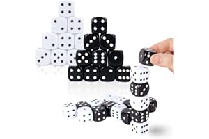 DAVIMAXIUM Gaming Dices Sets 20Packs 22mm,White & Black Two Tone, Vintage Dice Perfect for Kid's Gift, Casino Theme, Party Favors