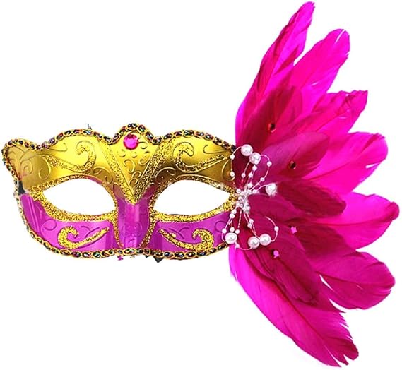 Amazon Com Women Masquerade Mask Feather Color Painting Half Face