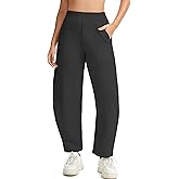 H Hellisal Womens Baggy Wide Leg Pants Barrel Leg Sweatpants Casual Elastic Waisted Stretch Travel Pants with Pockets