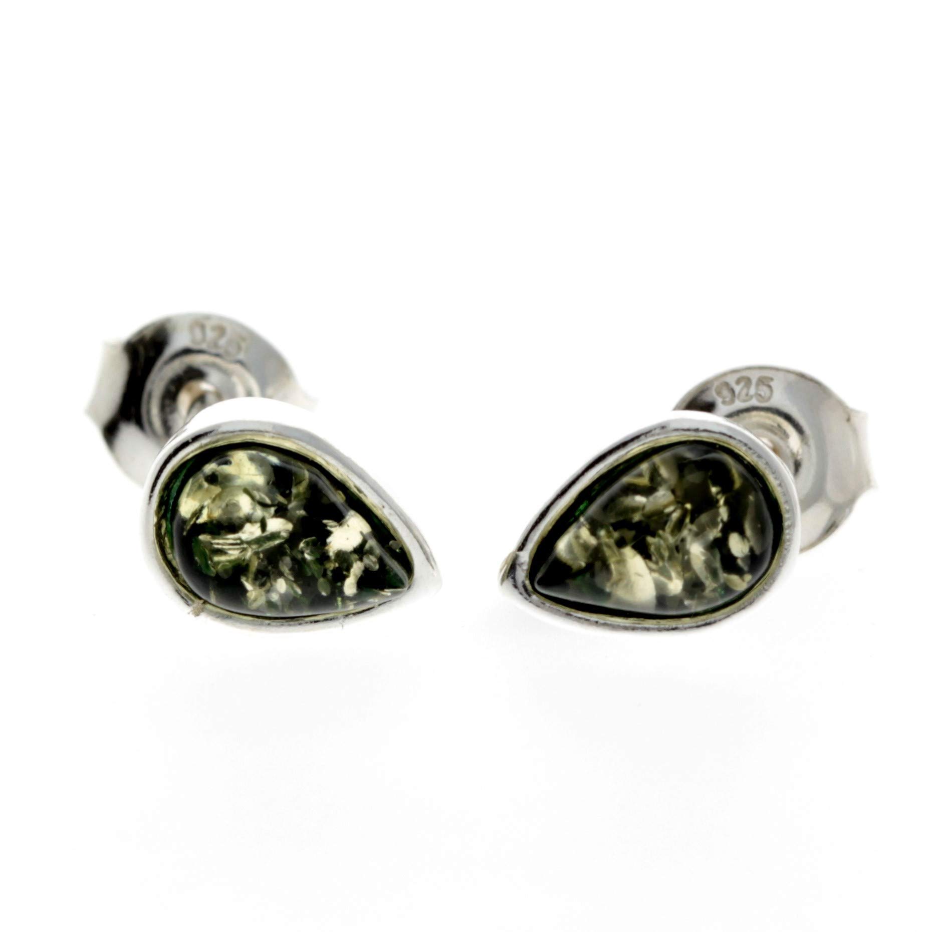 Baltic Amber 925 Sterling Silver Small Stud Teardrop Earrings for Woman or Girl M638G