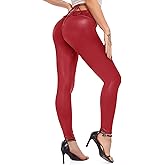 SEASUM Women's Faux Leather Leggings Pants Hip Push Up Sexy Stretchy High Waisted Tights