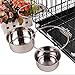Pet Dog Stainless Steel Coop Cups with Clamp Holder - Detached Dog Cat Cage Kennel Hanging Bowl,Metal Food Water Feeder for Small Animal Ferret Rabbit (Large)
