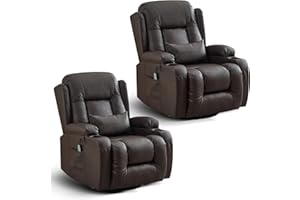 IPKIG Swivel Recliner Chair | Set of 2 Recliner RV Sofa with Swivel |Faux Leather Reclining RV | RV Theater Seats |RV Theater Seating | RV Furniture, Manual Recliner Chair (Brown-Swivel Recliner)