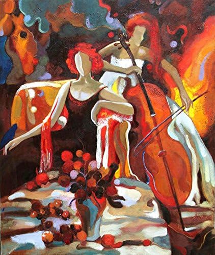 Crogyeya Wall Art Decor Modern Abstract Cello Music Concert Wall Painting on Canvas Prints for Living Room Bedroom Colorful Canvas Oils