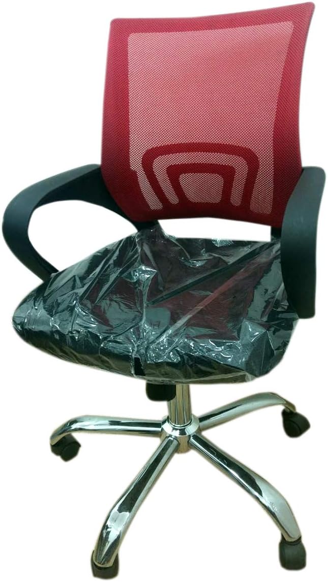 Elecktra Mesh Low Back Office Chair/Rotating Chair for Staff Executive/Ergonomic Revolving Adjustable Tilt Chair/Chair for Computer & Office Desk - Red