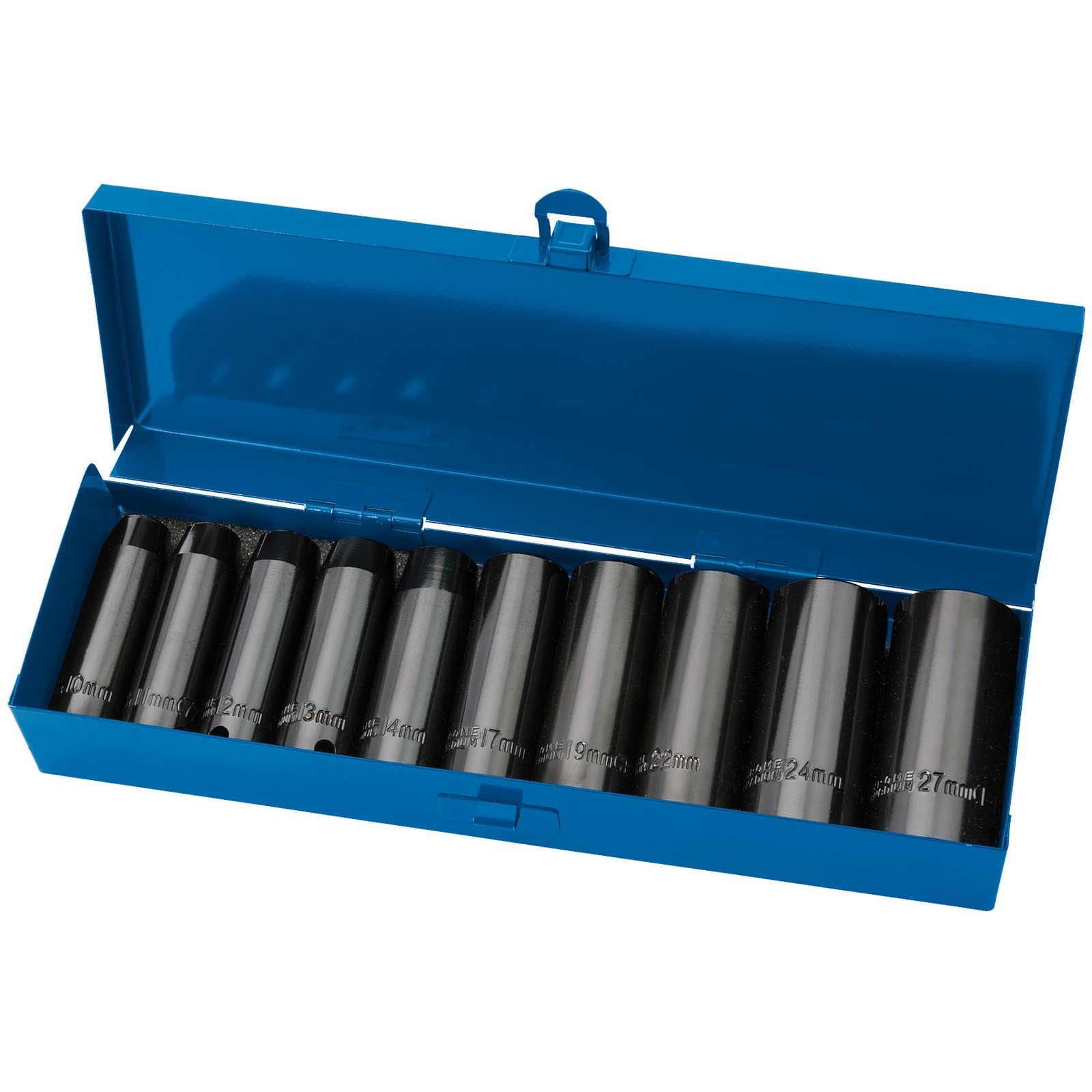 Draper 38369 Expert Hi-Torq Metric Socket Set, 1/2" Square Drive, 10 Pieces , Black