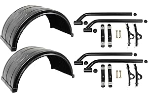 Mytee Products (4 Pc / 2 Pair) Poly Fender Kit Fits for 24.5" Dual Rear Wheel Trucks - Ribbed Poly Fenders with Mounting Brackets - Rust-Proof, Lightweight & Ideal for Flatbed & Dump Trucks