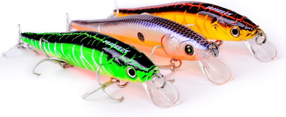 PROBEROS Minnow Bass Fishing Lures - Jerkbait Sinking Lure Set Hard Baits Crankbait for Trout Catfish Musky Bluegill Fishing Plug 6Pcs/kit : Sports & Outdoors