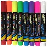 Color Liquid Chalk Markers - Neon Fluorescent Colors. Reversible Tips. Mega 8 Pack. Chalkboard - Glass - Tile - Plastic - Metal - Posters.