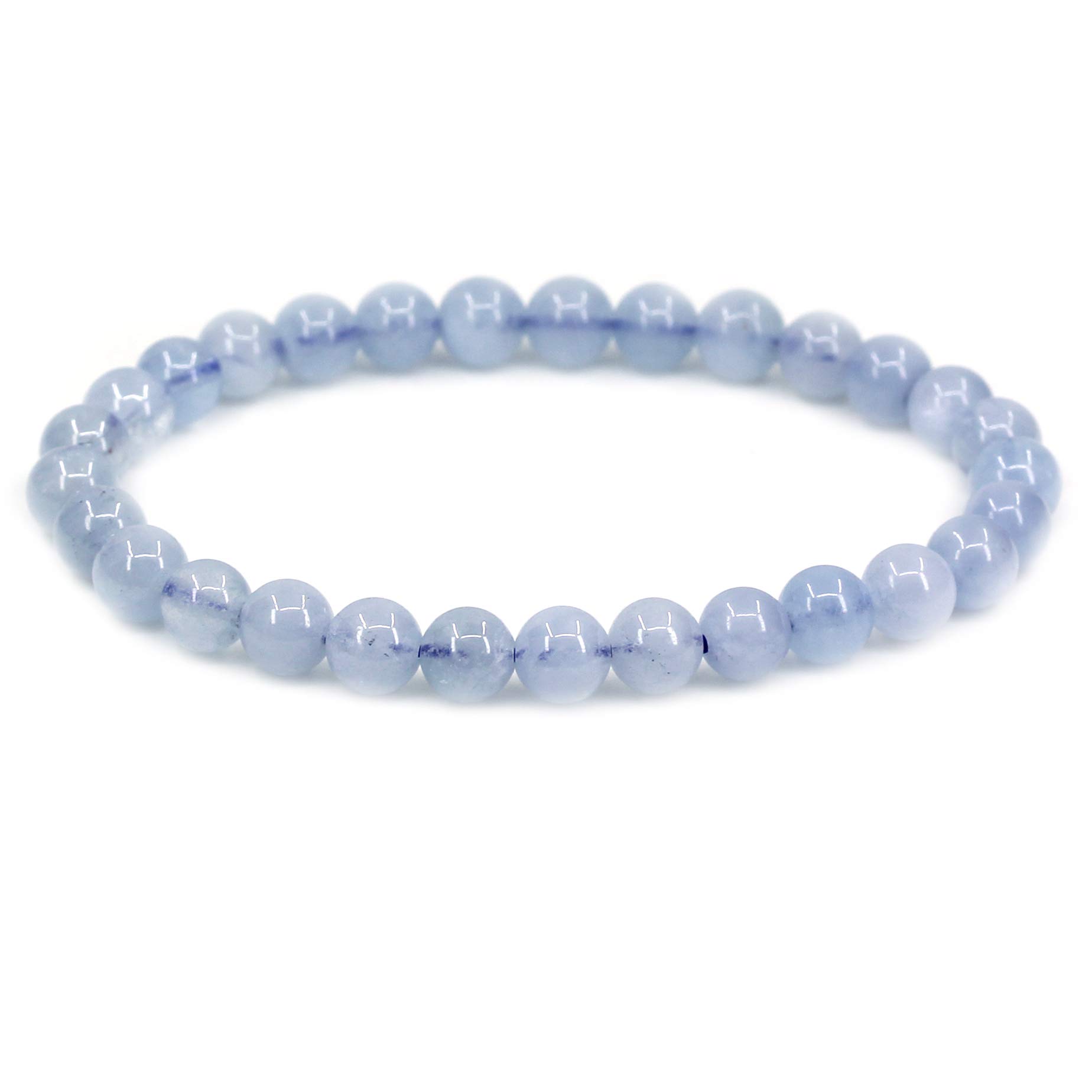 CHENYUE Natural A Blue Aquamarine Gemstone 6mm Round Beads Stretch Bracelet 7 Inch — image 1
