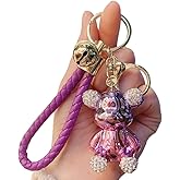 HSYHERE Fashionable Lovely Diamond Bear Keychain Elegant Glossy Mirror Surface Electroplated Bear Key Ring Pendant Keyring