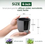 T4U 6 Pack 10cm Self Watering Plant Pots Indoor Grey Plastic view 2