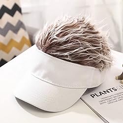 Unisex White Sun Visors Hat with Brown Fake Spiked