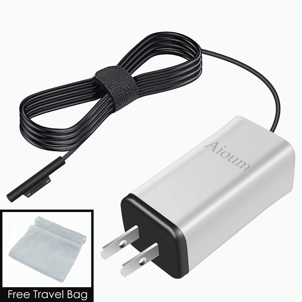 Power Supply Charger Mini Adapter Charger for Microsoft Surface Book 15V 4A with 6FT Power Cord (Silver)