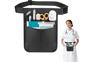 Ojanoot Waitress Apron, Black Server Apron Waist Pouch Nylon Pocket Aprons with Pockets Adjustable Belt Waterproof Waiter Hal