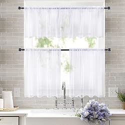 MIULEE Window Valance Half Sheer Curtains Rod