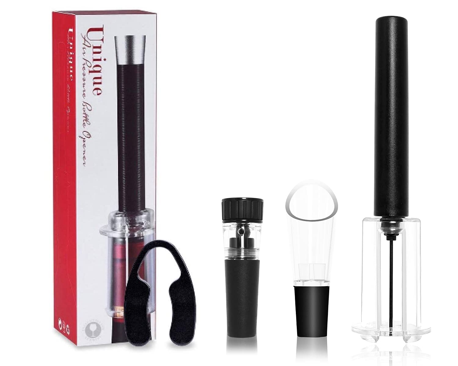 Iadong Wine Opener Set - Easy Open Fast Air Pressure Cork Remover with Pourer, Foil Cutter and Vacuum Stopper