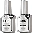 GAOY Crystal Glossy Gel Top Coat and Base Coat Set, 16ml 2 Pcs High-Gloss Top Coat and No Wipe Foundation Combination for UV Light Gel Nail Polish