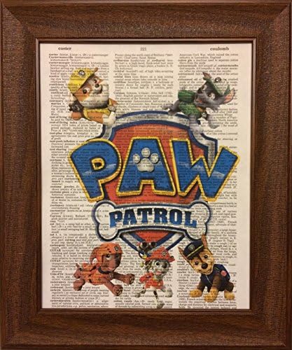 Paw Patrol Children's Dictionary Book Page Artwork Print Picture Poster Home Office Bedroom Kitchen Wall Decor - unframed