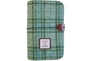 TAILORMAP Harris Tweed A6 Notebook Binder 6 Ring Planner, Wool Fabric Refillable Budget Binder,A6 Refill Paper and Planner Inserts,Journals for Writing,A6 Size （Light Green）