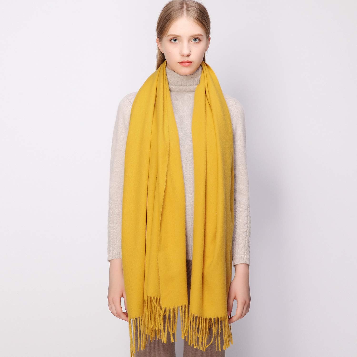 RIIQIICHY Yellow Scarf for Women Winter Ladies Scarves Pashmina Shawls Wraps for Weddings - Image 3